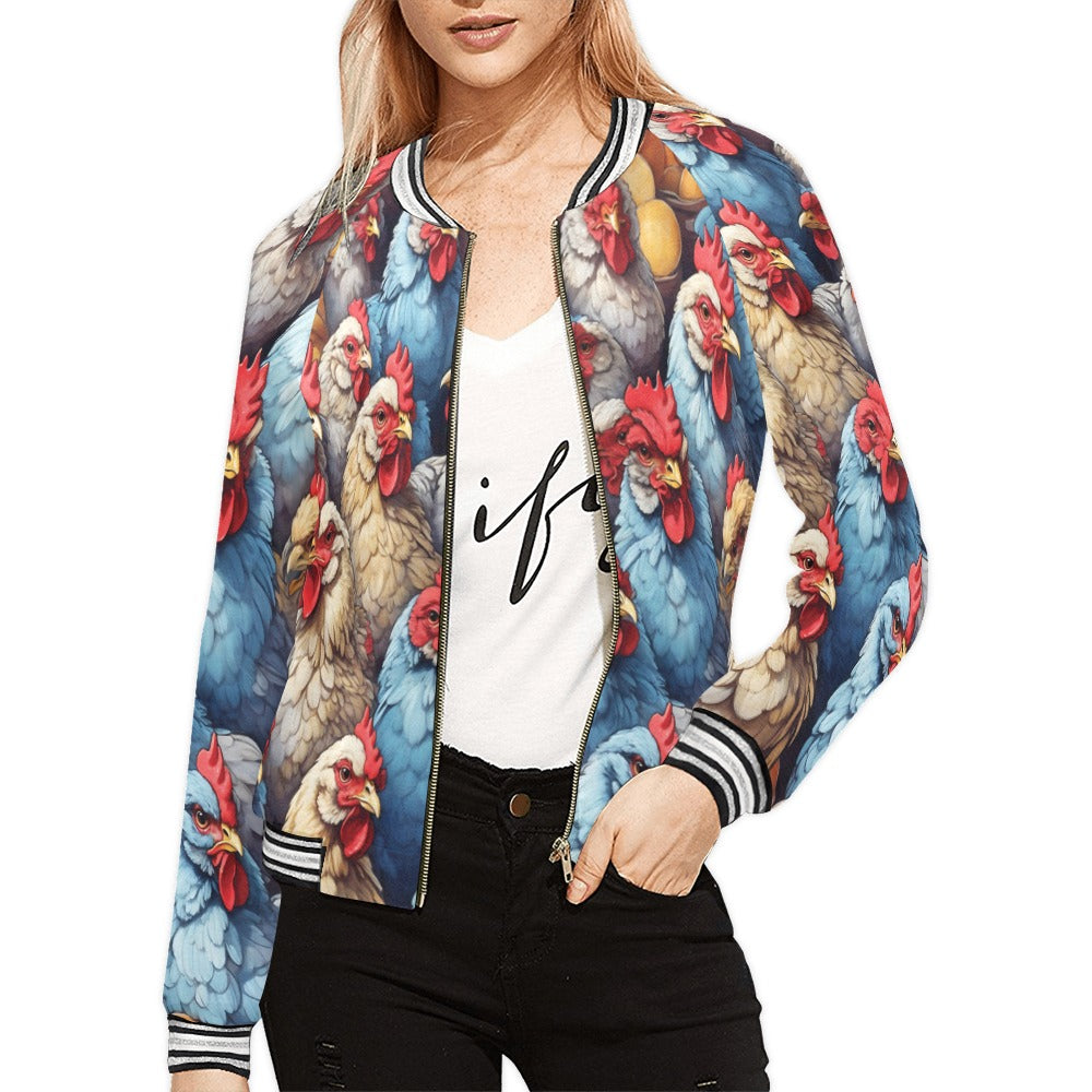 Roosters Chickens awd441 Bomber Jacket for Women