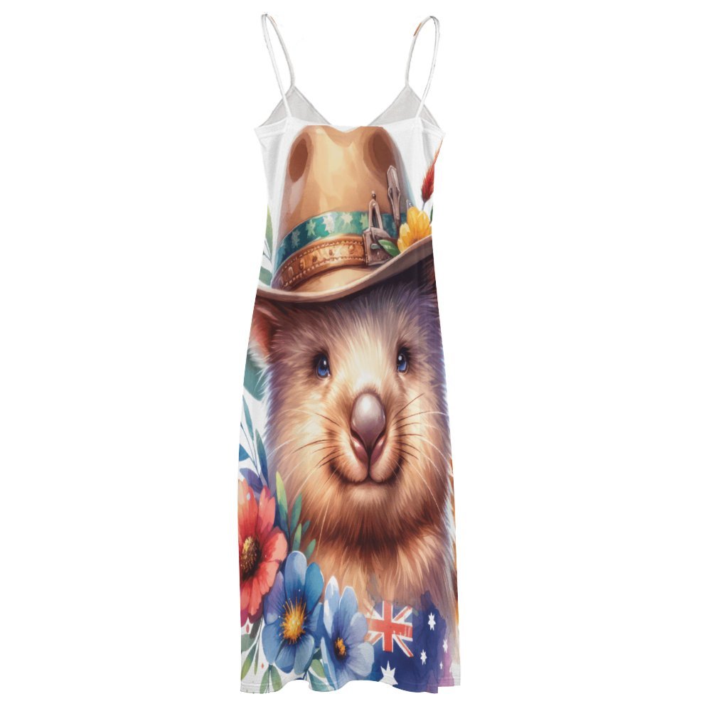 Australian Animals Wombat Spaghetti Strap Ankle-Length Dress Long dress