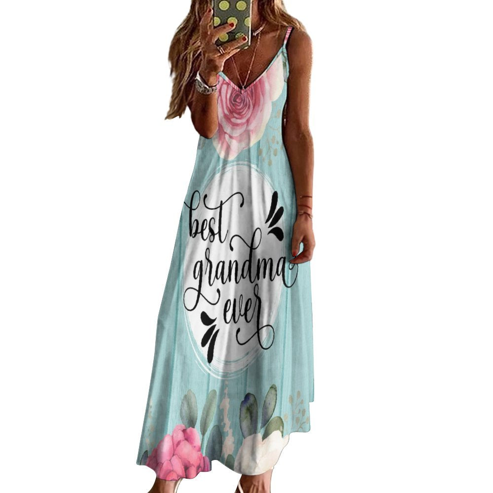 Best Grandma Ever Spaghetti Strap Ankle-Length Dress Long dress