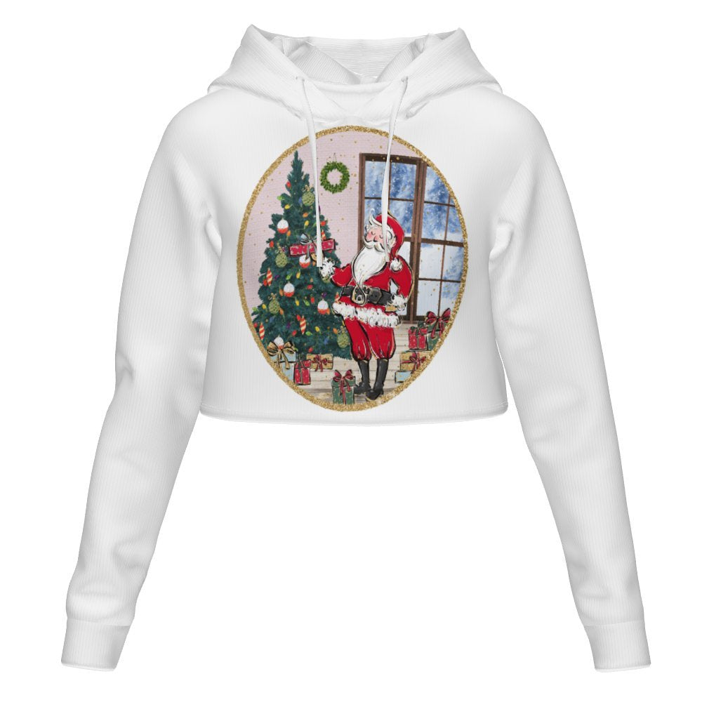 Women's All Over Print Cropped Hoodie (DLM) Hooded hoodie