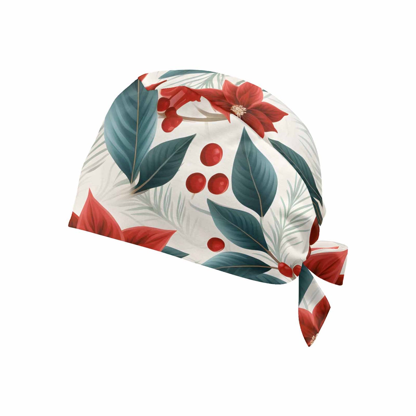 Red Poinsettia  Scrub Cap