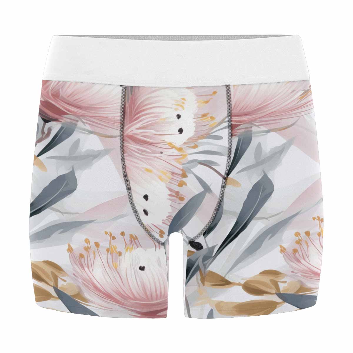 Australian Floral Pink & Grey  Men's All Over Print Boxer Briefs (Made In AUS)