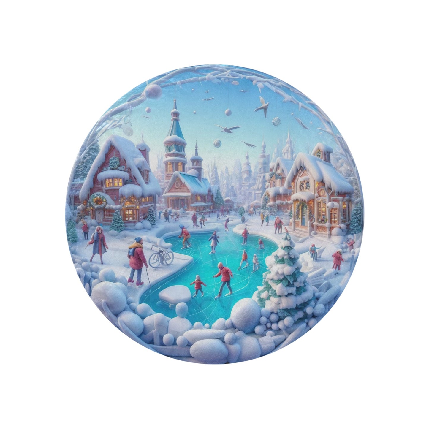 Christmas Scene Circular Micro Fleece Blanket