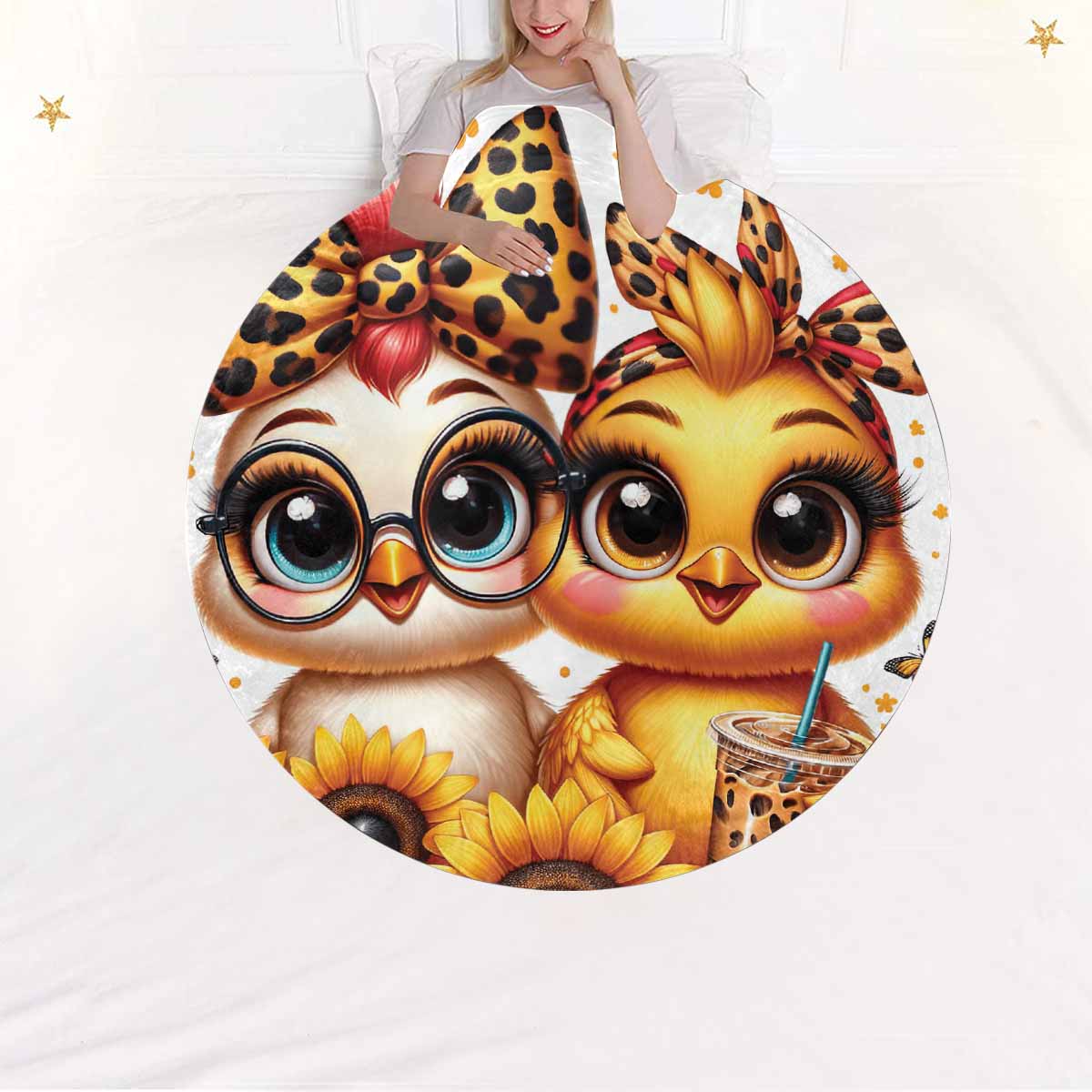 Chickens_Awd35178  Circular Micro Fleece Blanket 47"