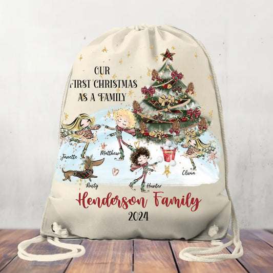 Canvas Drawstring Bag, Our First Christmas