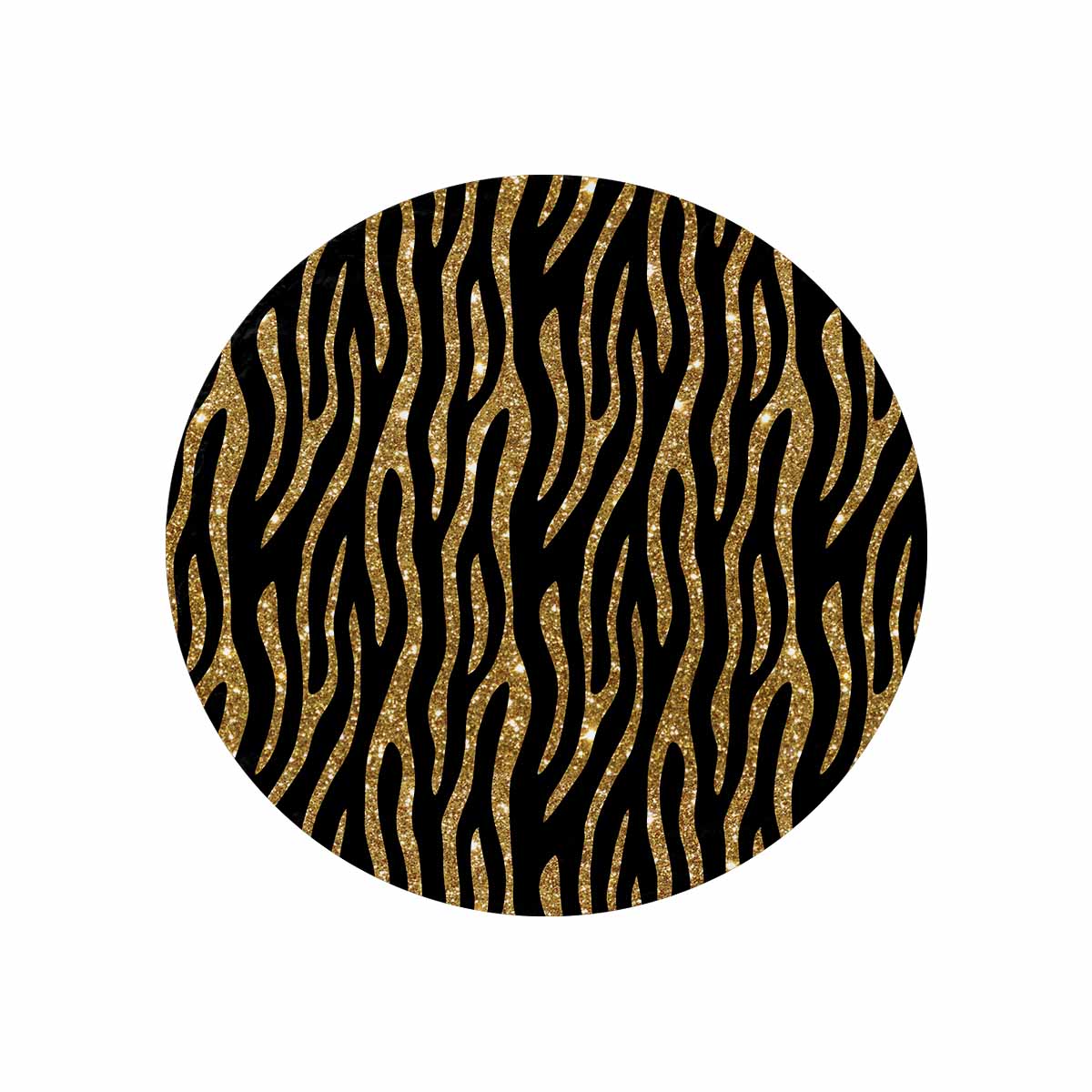 Black and Gold Glitter Leopard Print  Circular Micro Fleece Blanket 60"