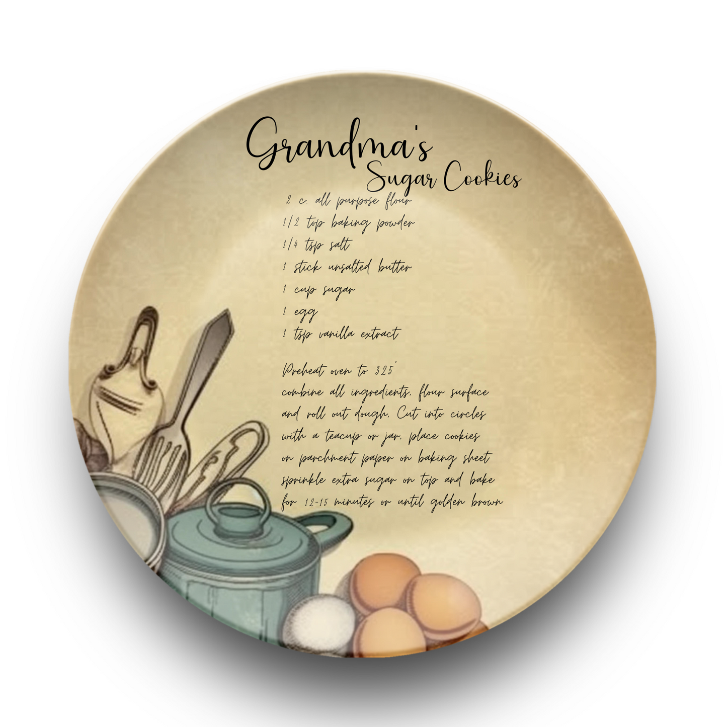 Handwritten Recipe Plate/Platter, Family Recipe Heirloom