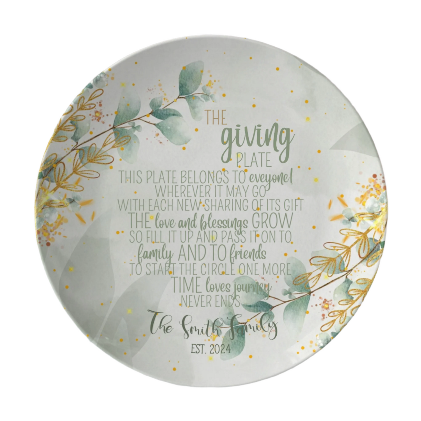 Eucalyptus Personalised The Giving Plate