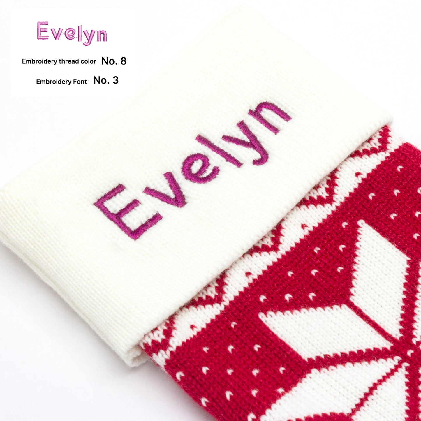 Classic Long Knitted Embroidered Christmas Stocking