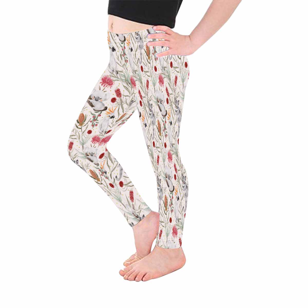 Australian Animals, Koala Cockatoo and Sugar Glider  Kid's Leggings