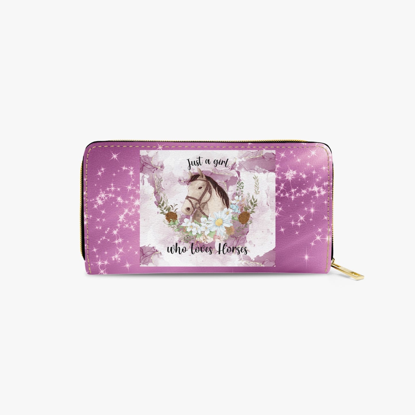 Long Type Zipper Purse, Just a Girl who loves Horses, awd-1345