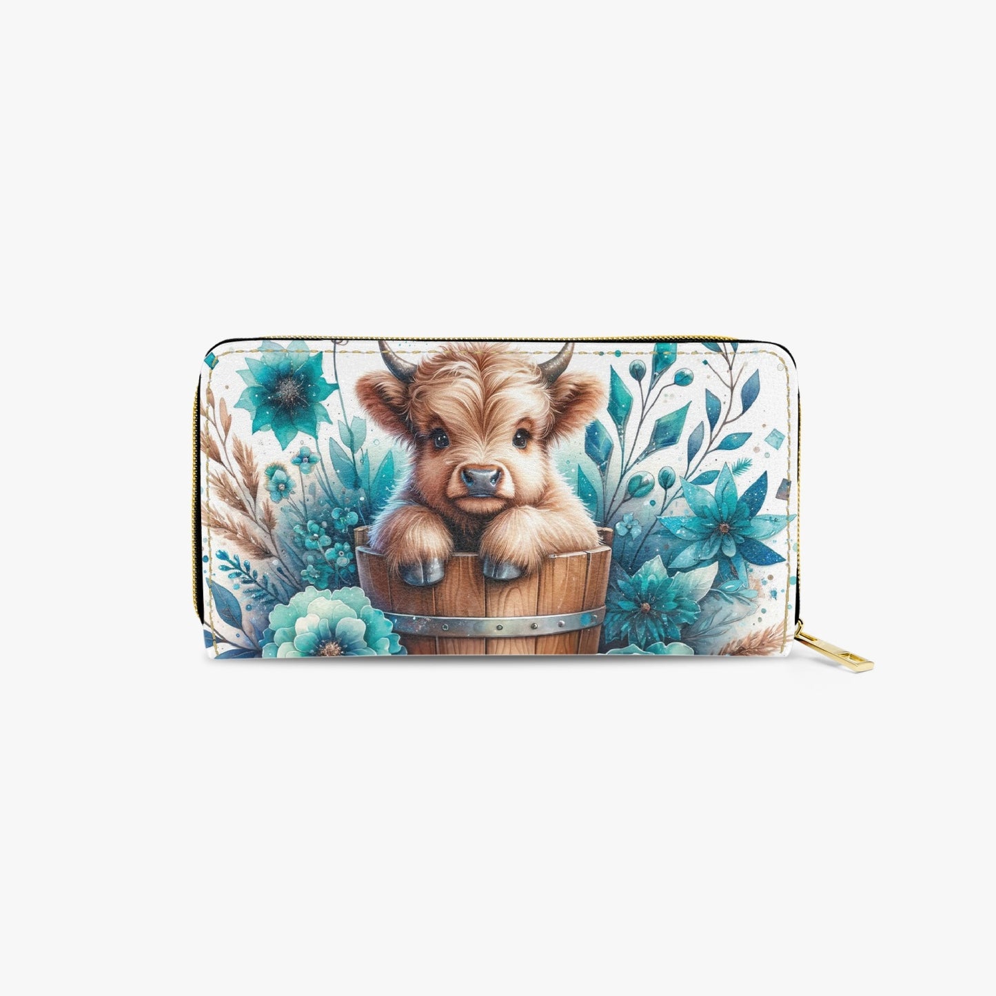 Long Type Zipper Purse - Highland Cow