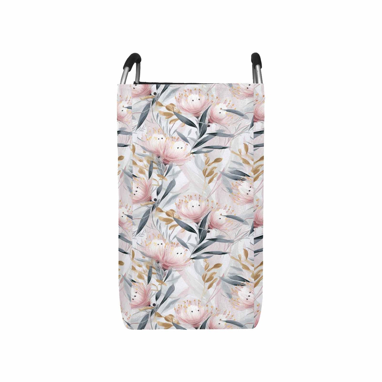 Australian Floral Pink & Grey  Square Laundry Basket