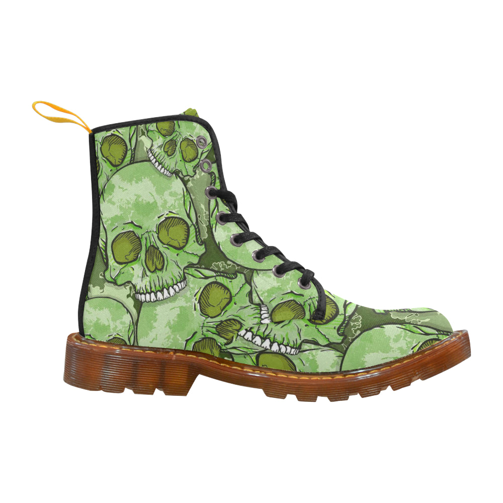 Green Skull Martin Boots For Women Model 1203H