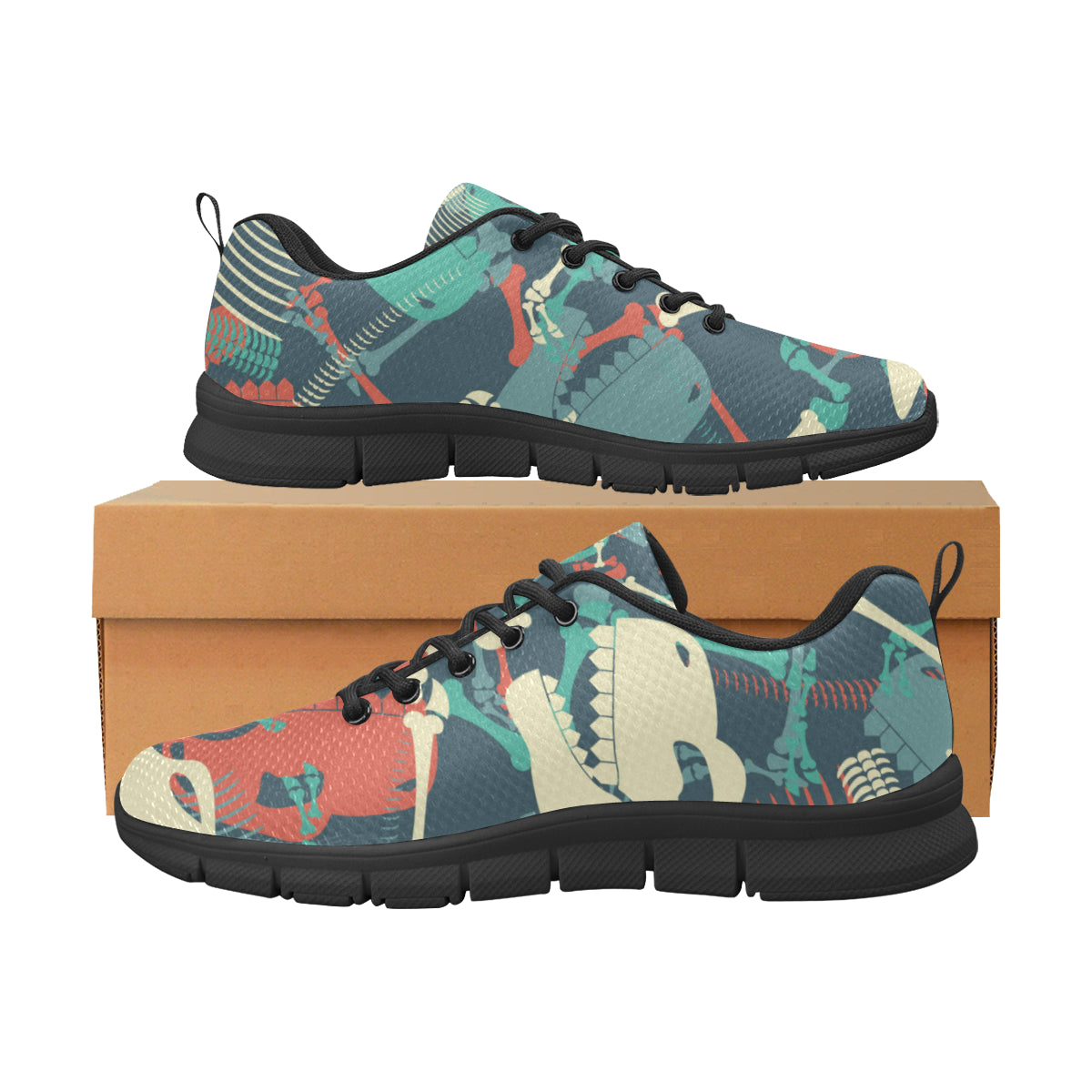 Skeleton dinosaur Women's Breathable Running Shoes (Model 055)