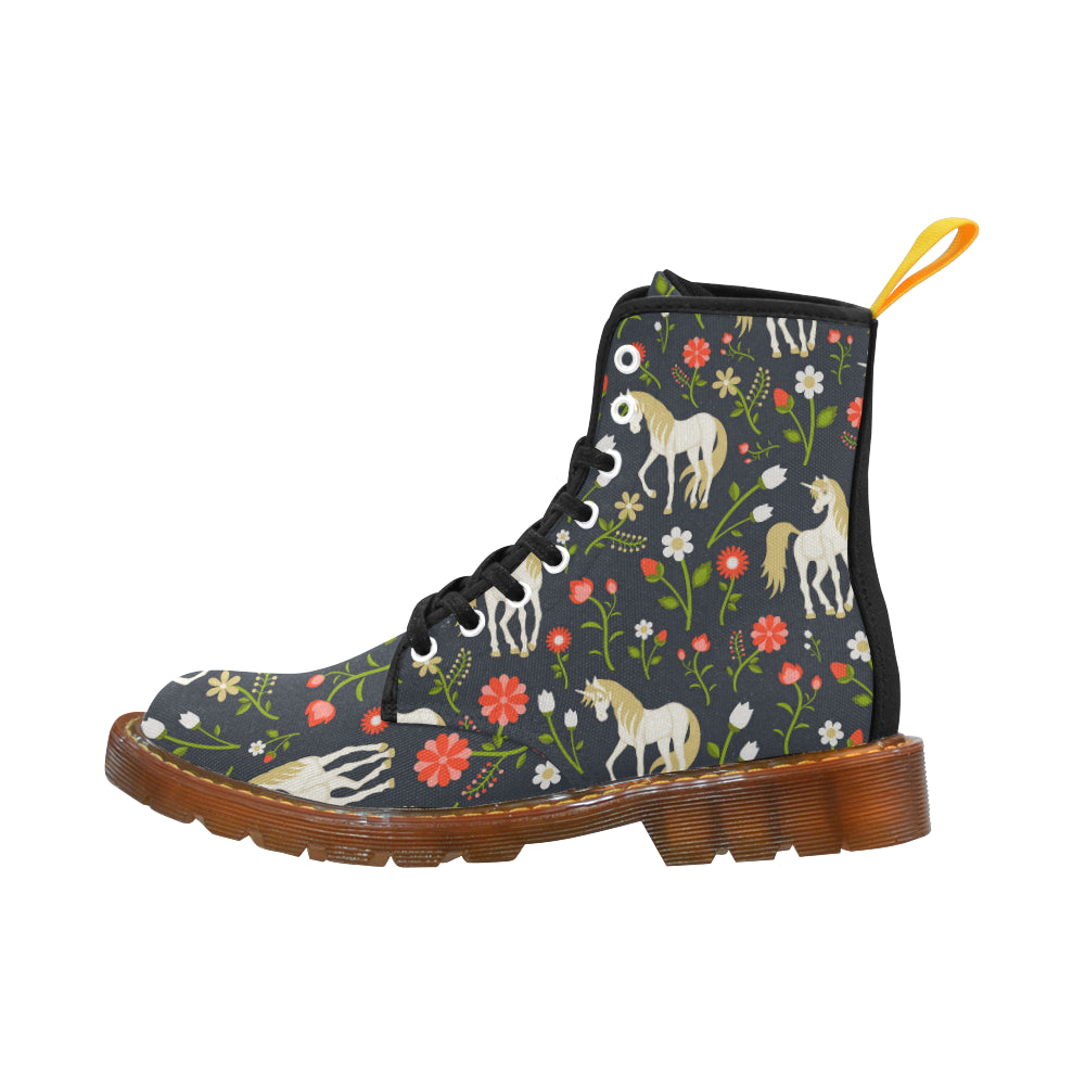 floral pattern with magic unicorns Martin Boots For Women Model 1203H