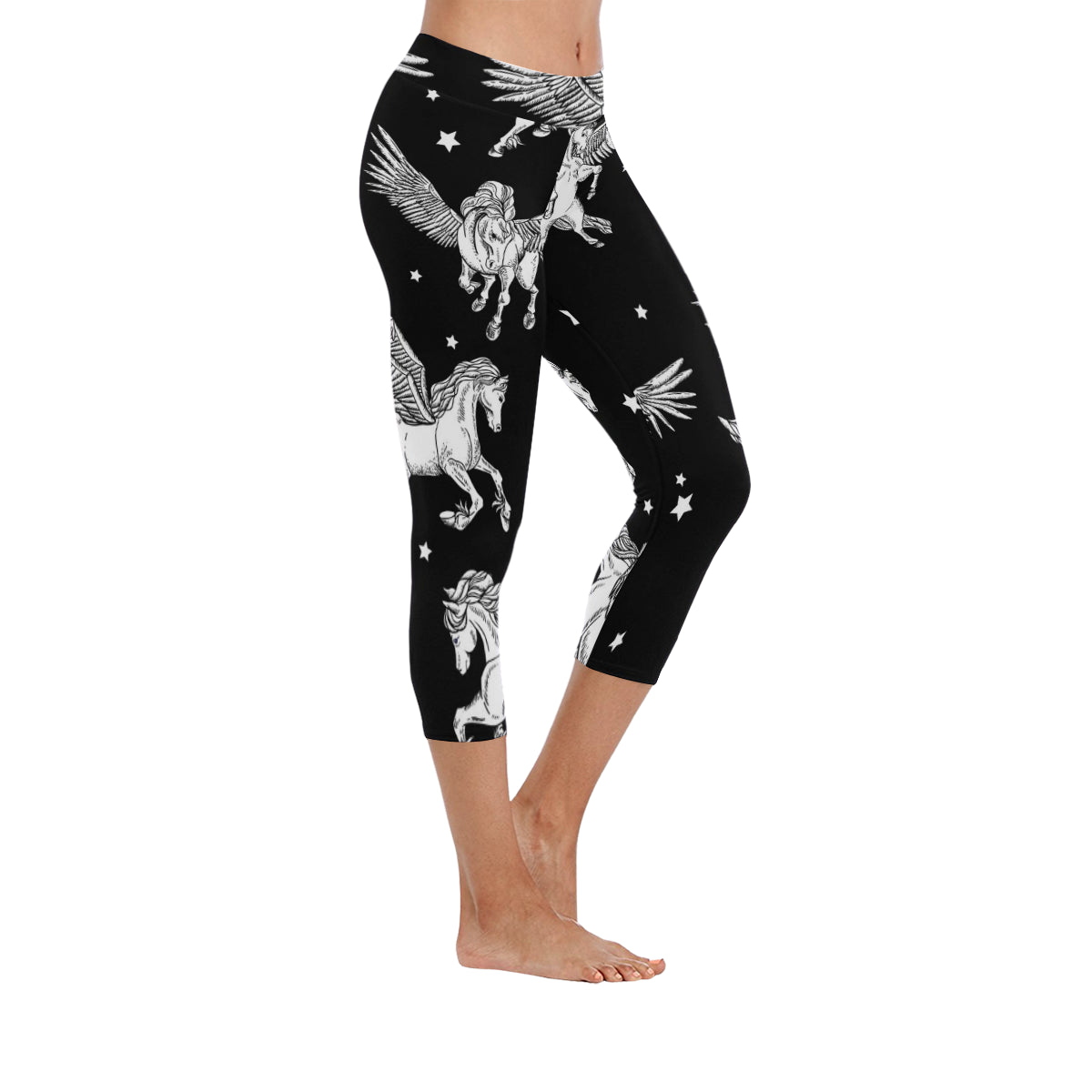 Unicorn 1 Women's Low Rise Capri Leggings (Invisible Stitch)