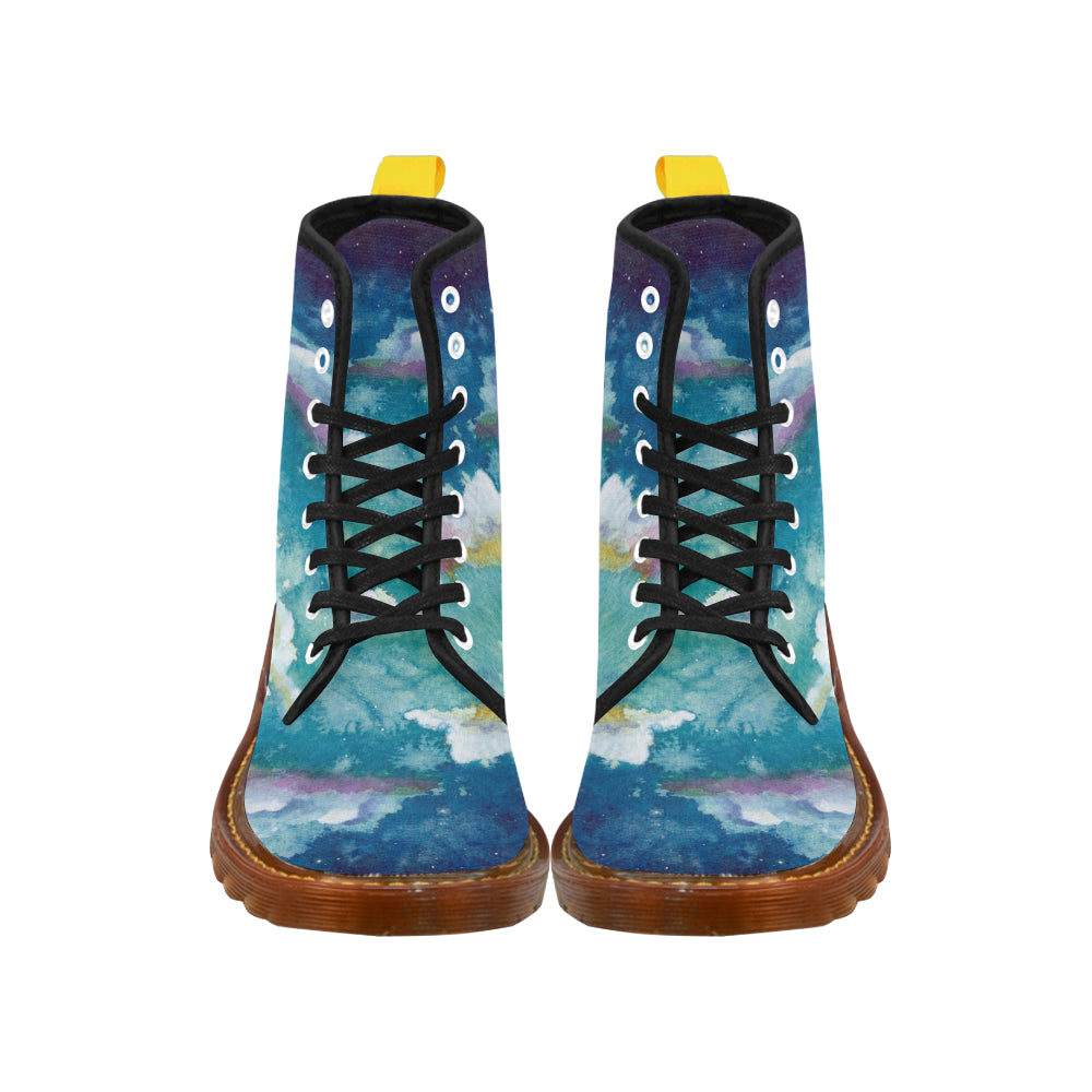 Watercolor Clouds and Starry Sky honey Martin Boots For Men Model 1203H