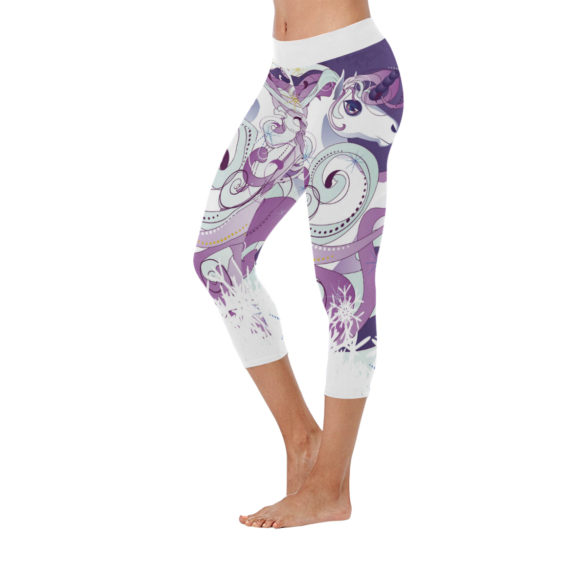 unicorn Women's Low Rise Capri Leggings (Invisible Stitch)