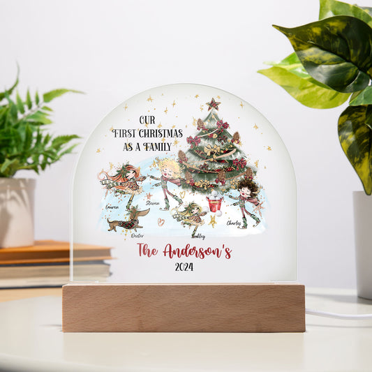 Personalised Our First Christmas as a Family Acrylic Dome Plaque Night Light