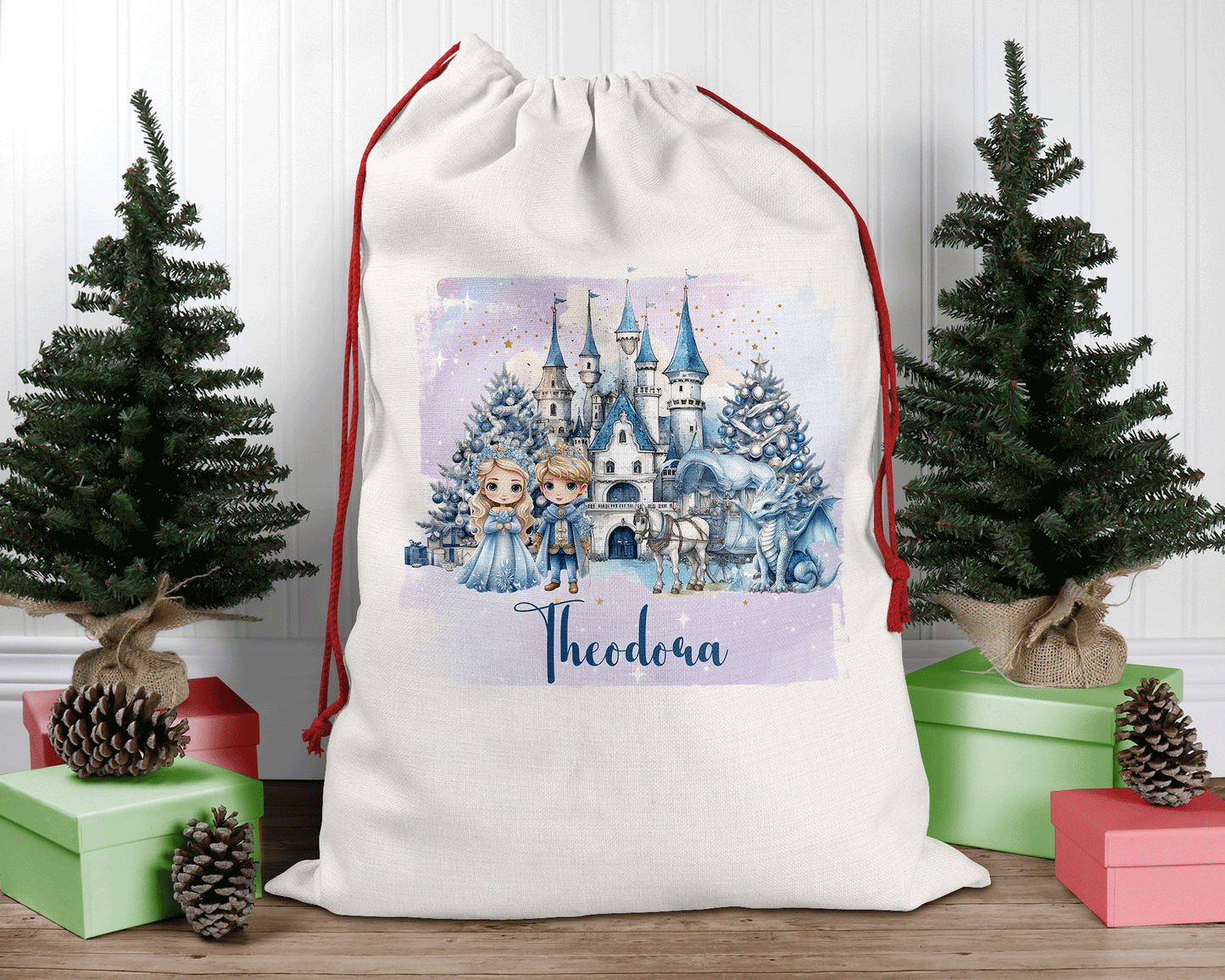 Fairy-Tale Personalised Santa Sack, Linen Bag