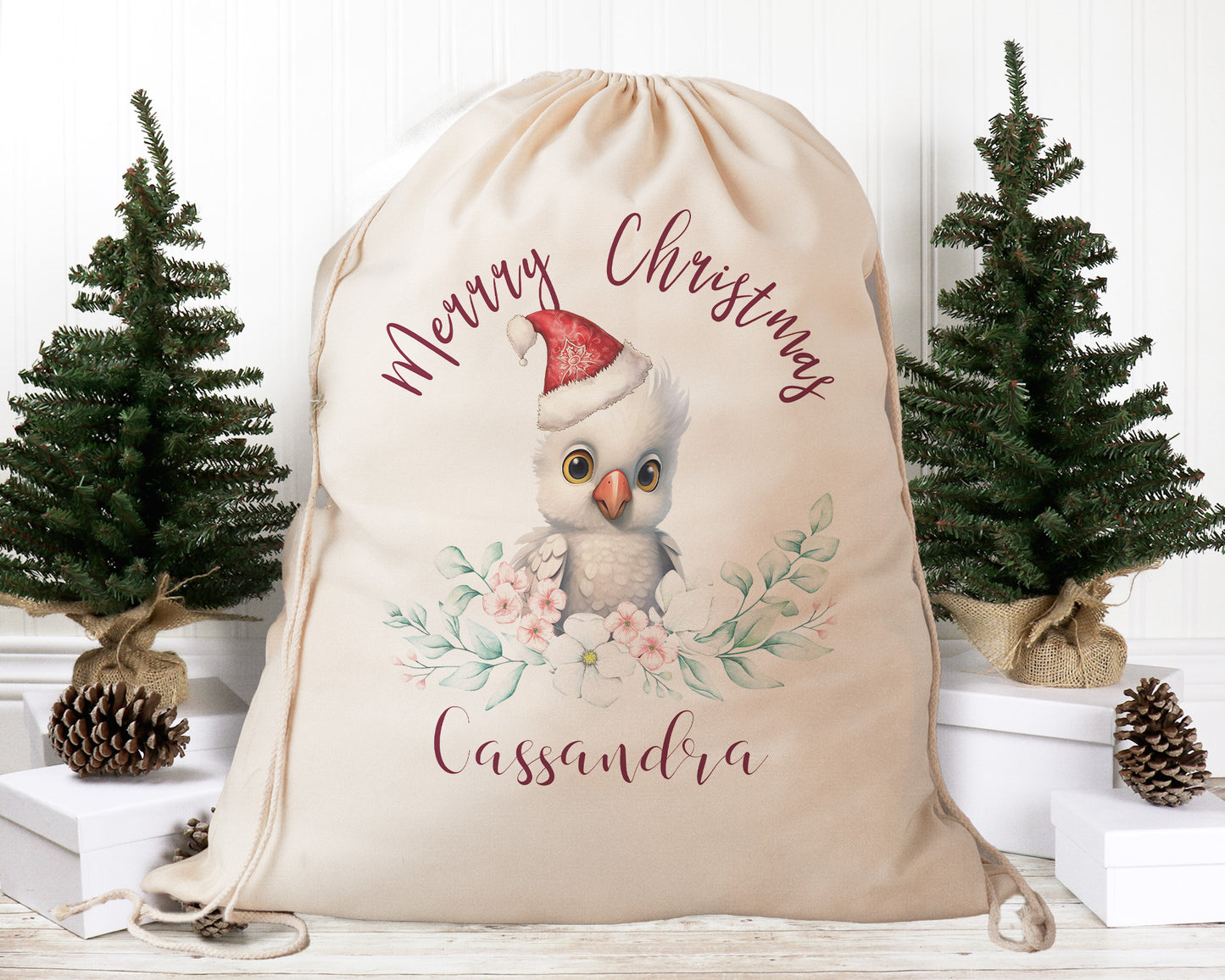 Personalised Santa Sack Australian Animals Eucalyptus Leaves, Our Largest Size