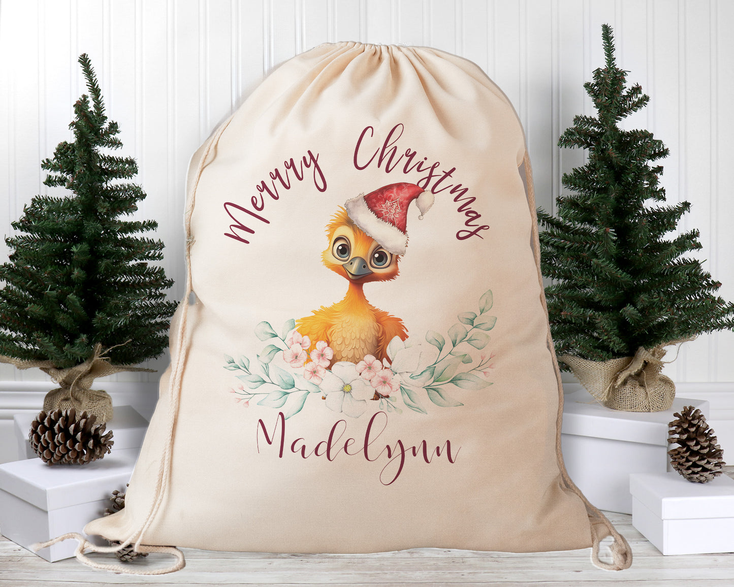 Personalised Santa Sack Australian Animals Eucalyptus Leaves, Our Largest Size