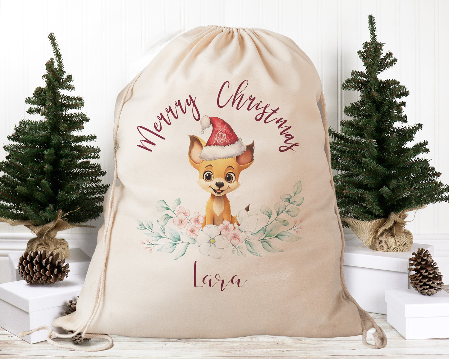 Personalised Santa Sack Australian Animals Eucalyptus Leaves, Our Largest Size