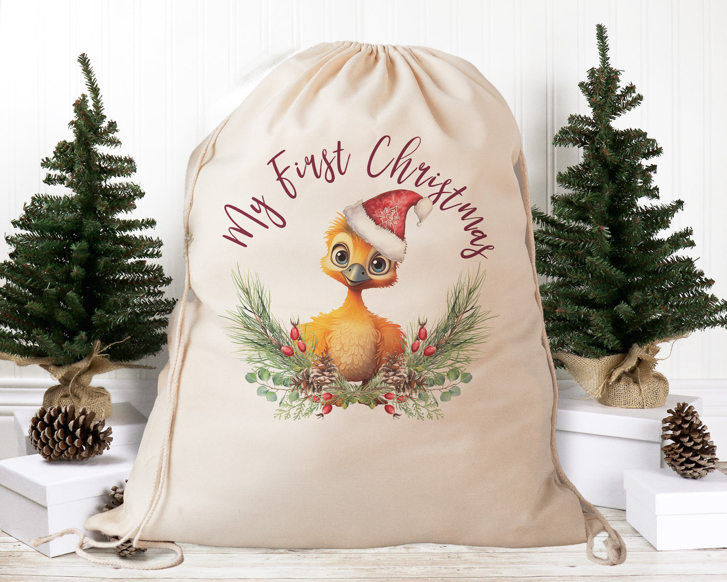 Personalised Santa Sack Australian Animals Eucalyptus Leaves, Our Largest Size