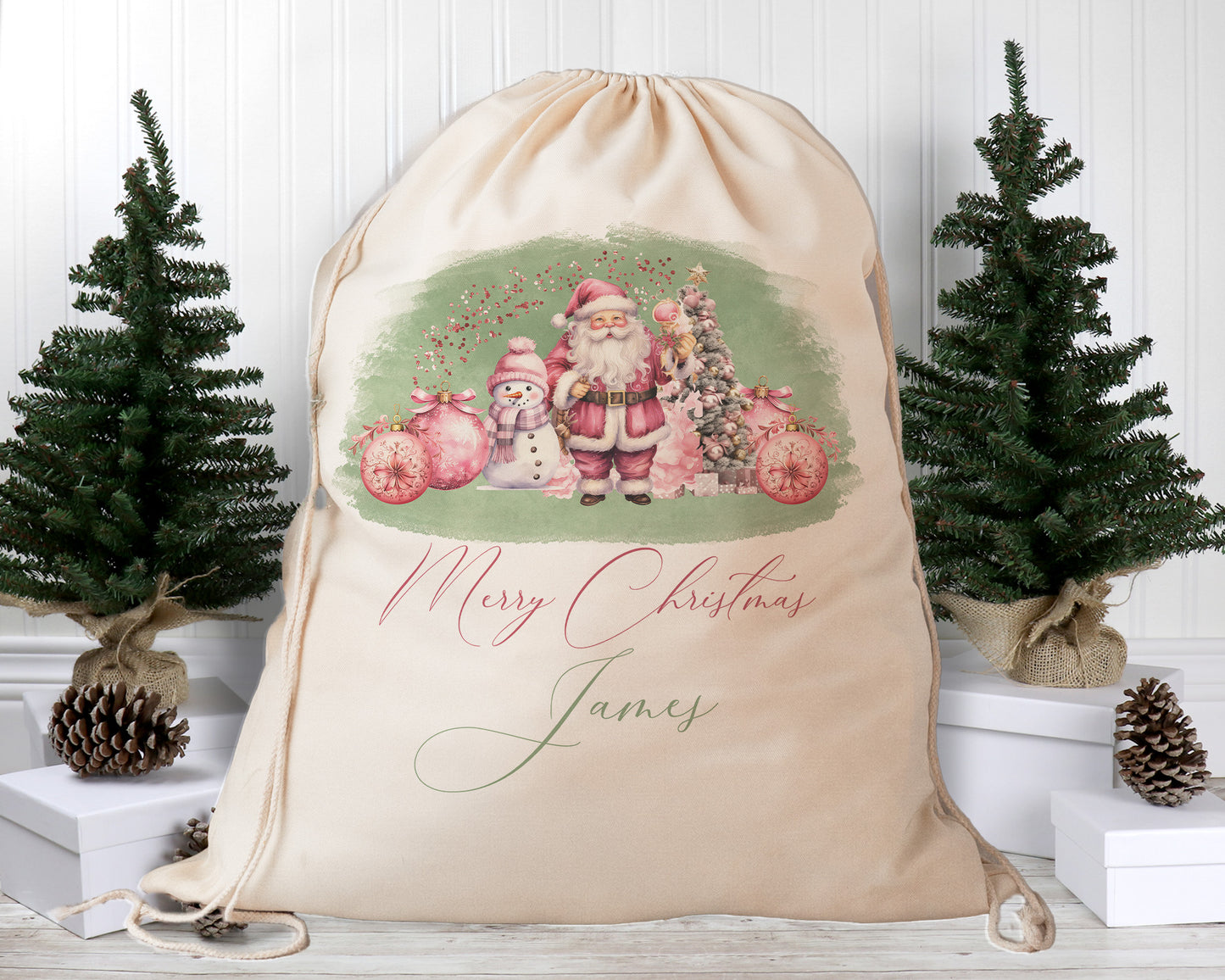 Personalised Santa Sack, Pink Christmas, Sage Christmas, Purple Christmas, Our Largest Size, 60cm x 70cm