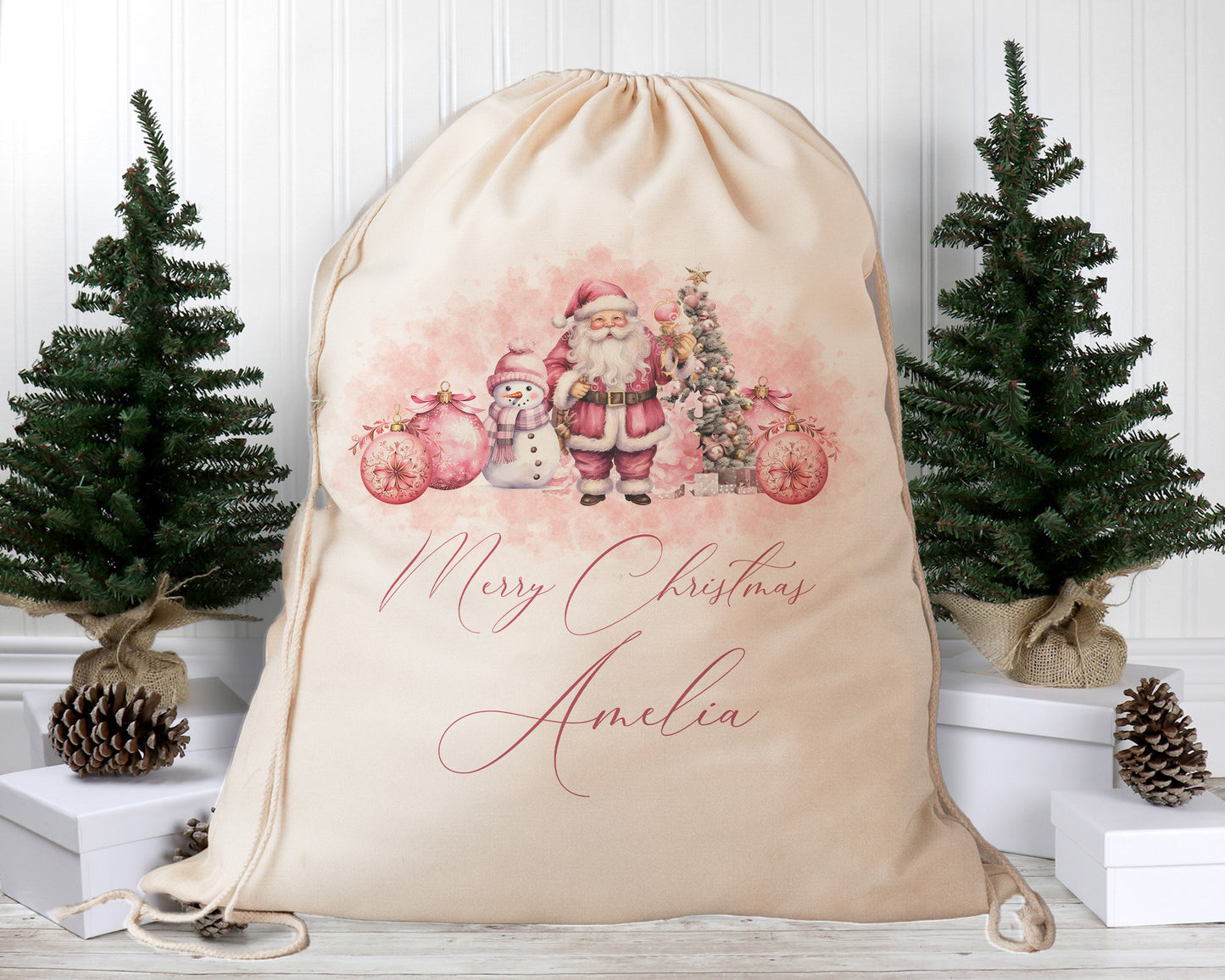 Personalised Santa Sack, Pink Christmas, Sage Christmas, Purple Christmas, Our Largest Size, 60cm x 70cm