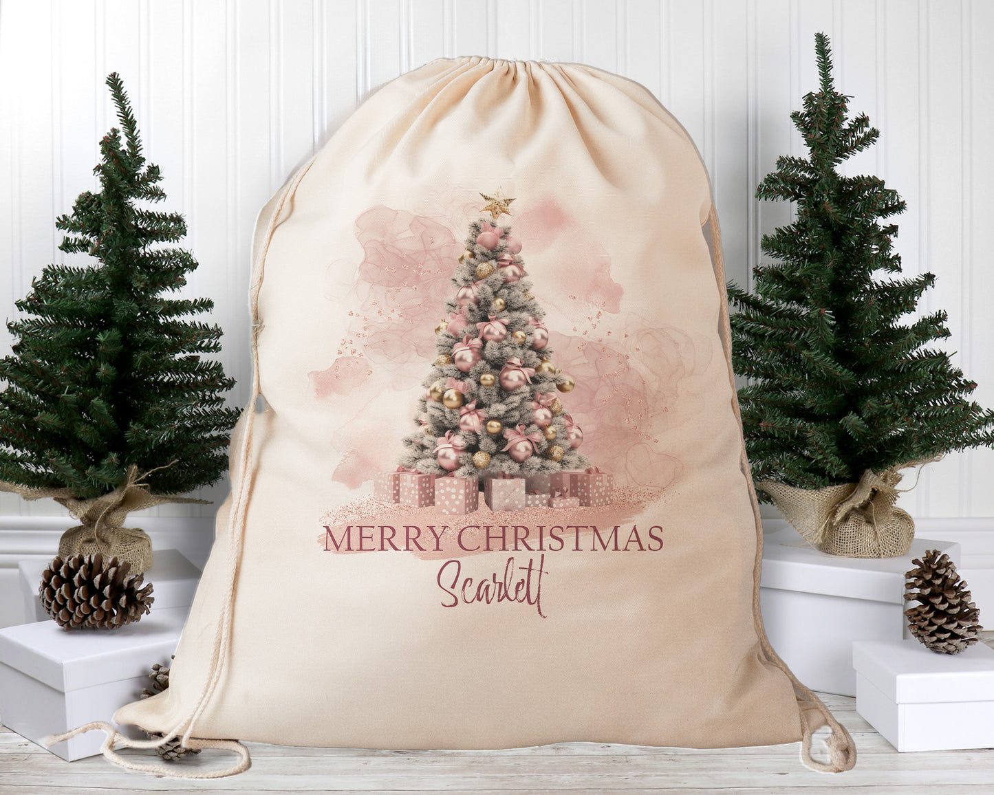 Personalised Santa Sack, Pink Christmas, Sage Christmas, Purple Christmas, Our Largest Size, 60cm x 70cm