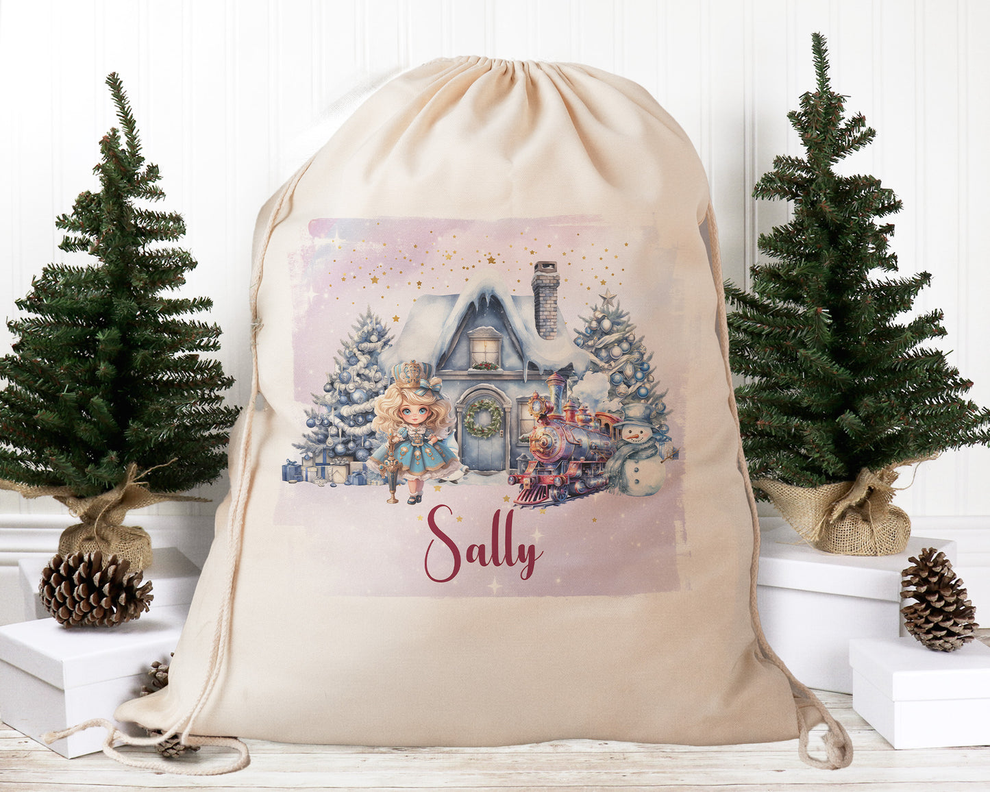 Personalised Santa Sack, Pink Christmas, Sage Christmas, Purple Christmas, Our Largest Size, 60cm x 70cm