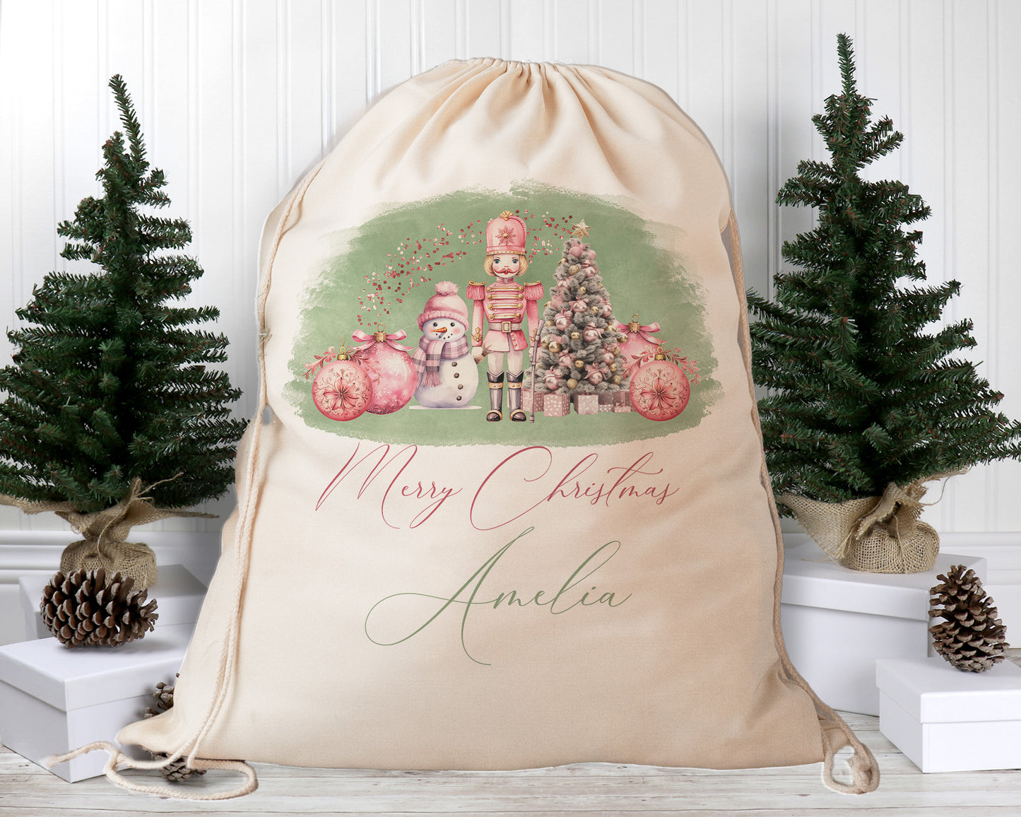 Personalised Santa Sack, Pink Christmas, Sage Christmas, Purple Christmas, Our Largest Size, 60cm x 70cm