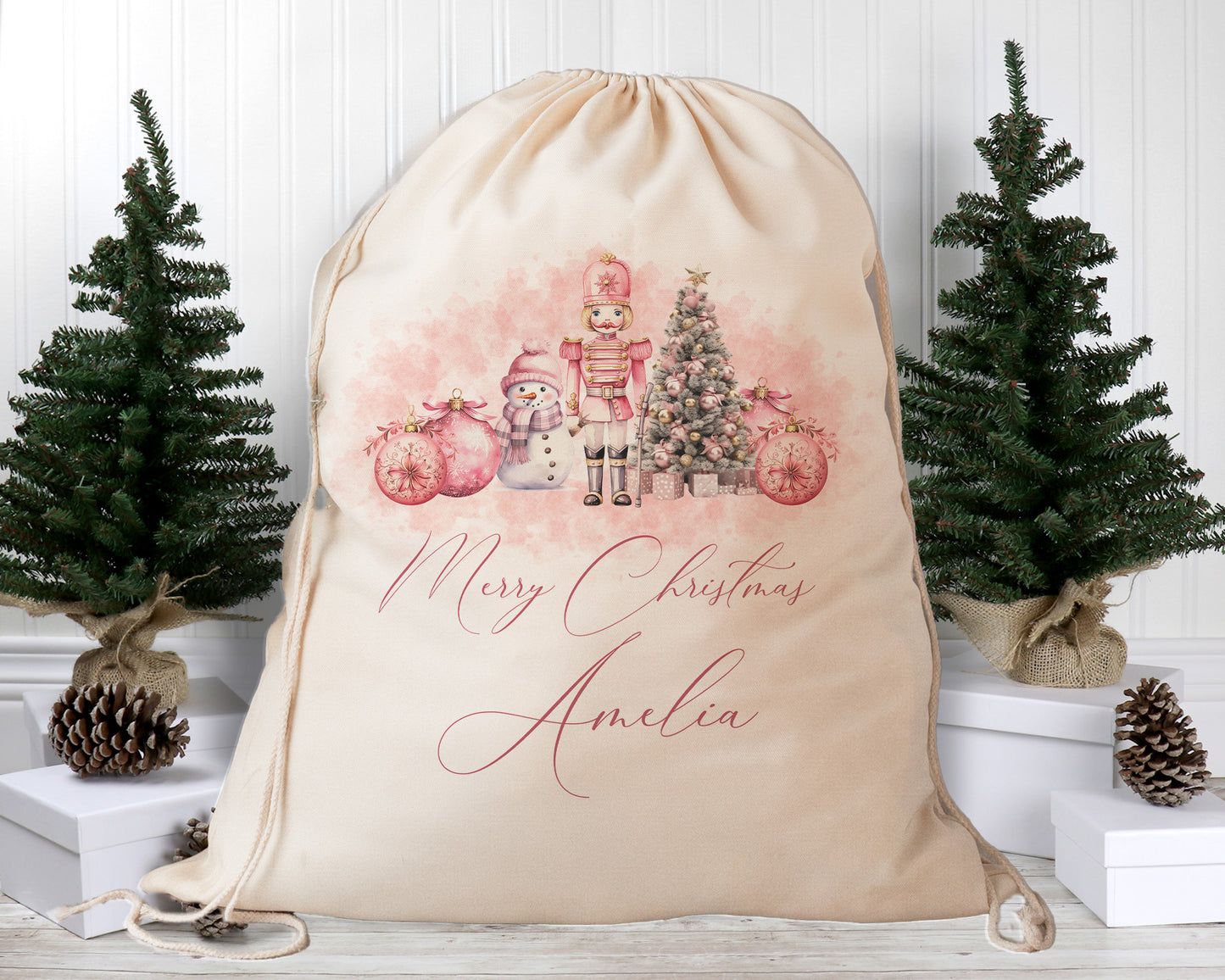 Personalised Santa Sack, Pink Christmas, Sage Christmas, Purple Christmas, Our Largest Size, 60cm x 70cm