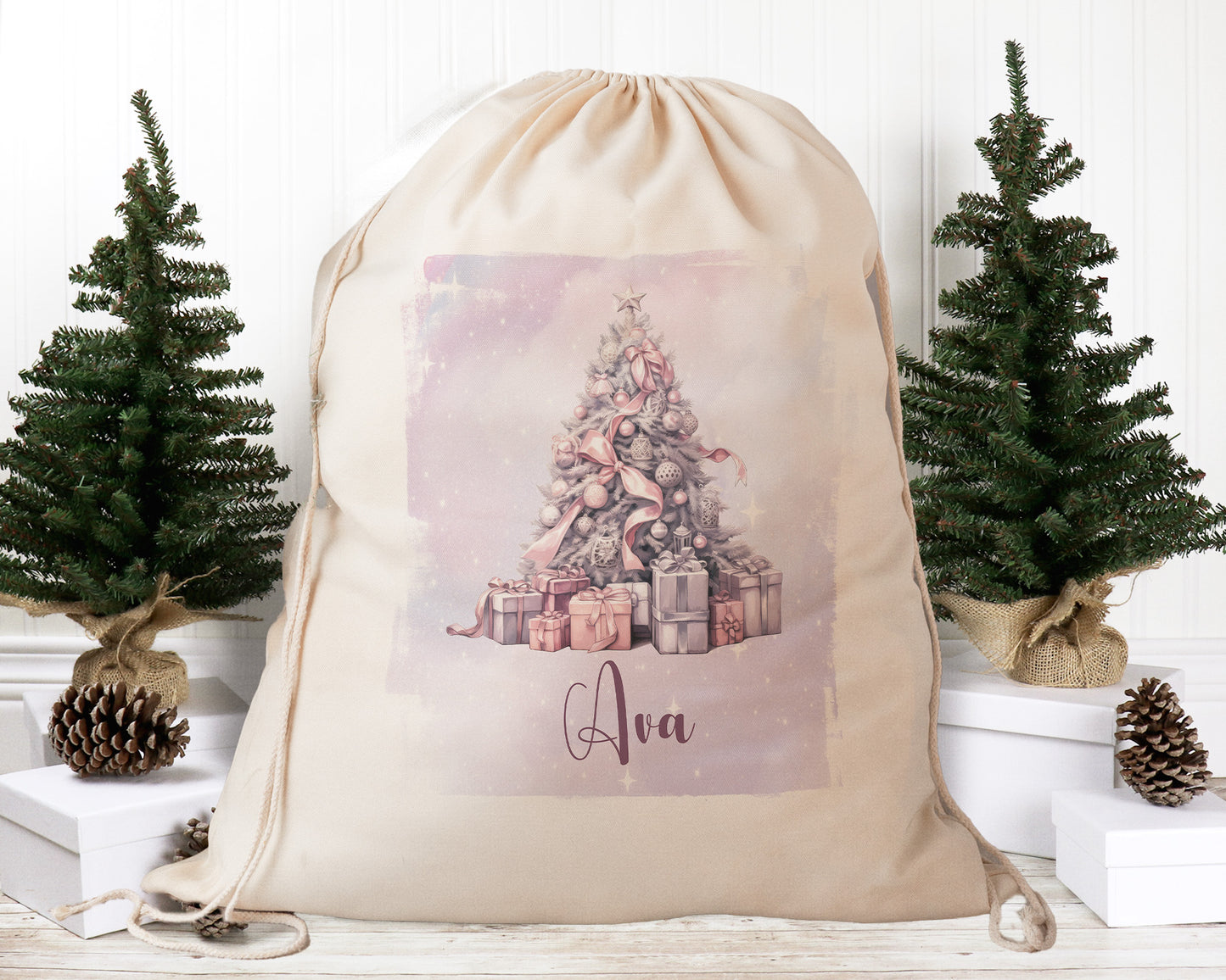 Personalised Santa Sack, Pink Christmas, Sage Christmas, Purple Christmas, Our Largest Size, 60cm x 70cm