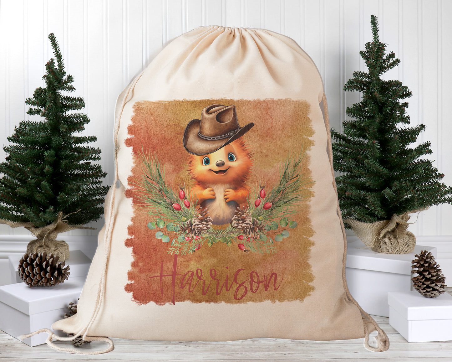 Personalised Santa Sack, Australian Animals Country Christmas, Our Largest Size, 60cm x 70cm