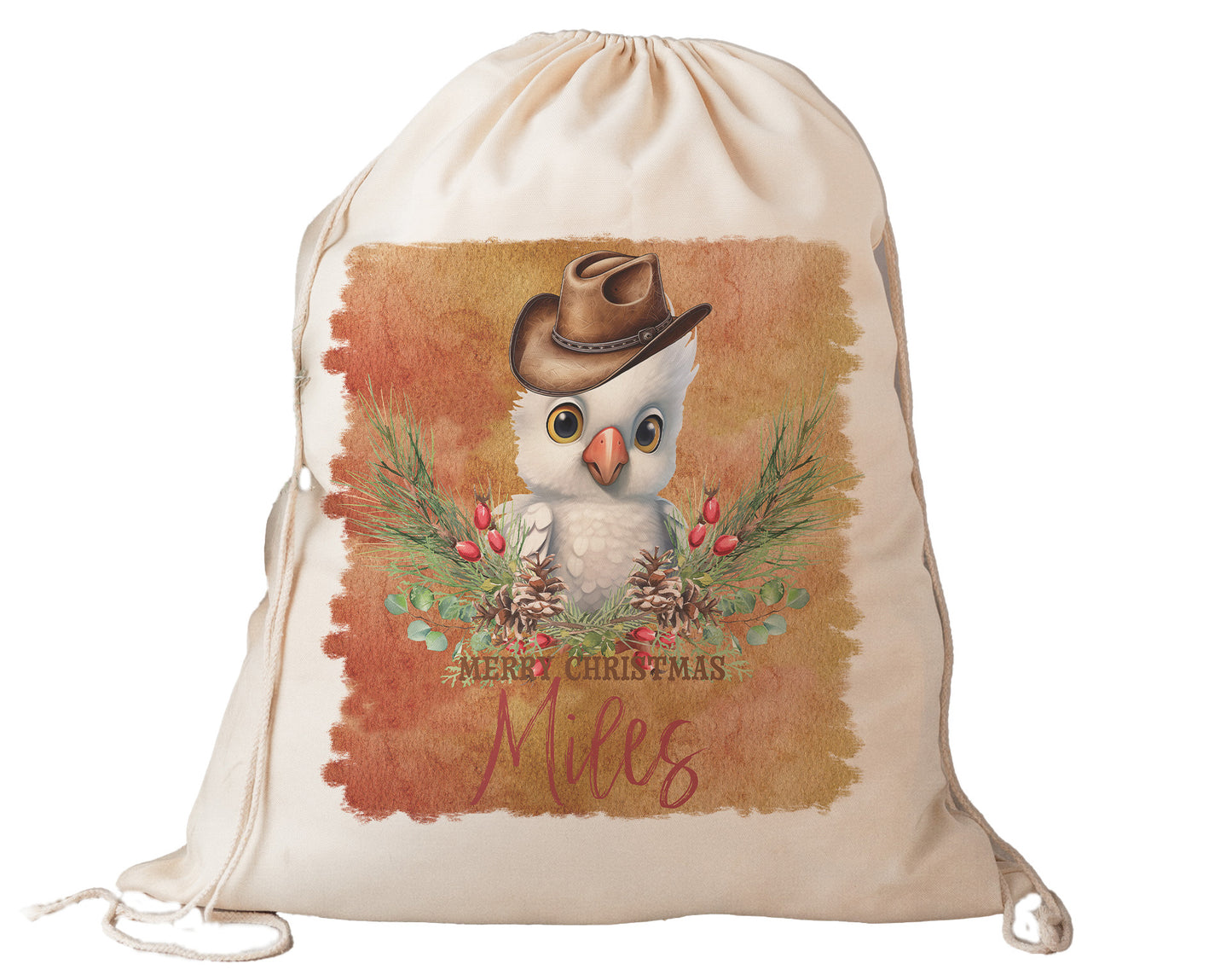 Personalised Santa Sack, Australian Animals Country Christmas, Our Largest Size, 60cm x 70cm