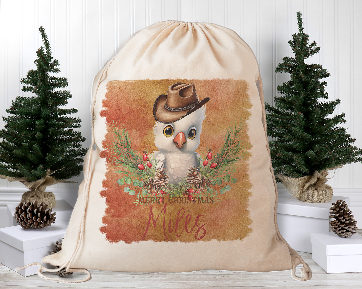 Personalised Santa Sack, Australian Animals Country Christmas, Our Largest Size, 60cm x 70cm