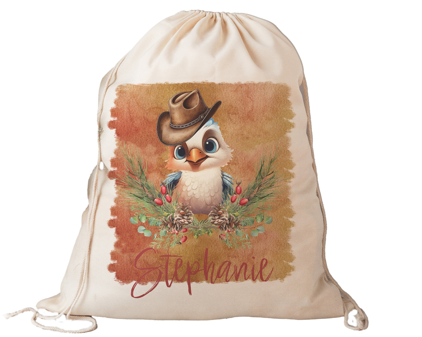 Personalised Santa Sack, Australian Animals Country Christmas, Our Largest Size, 60cm x 70cm