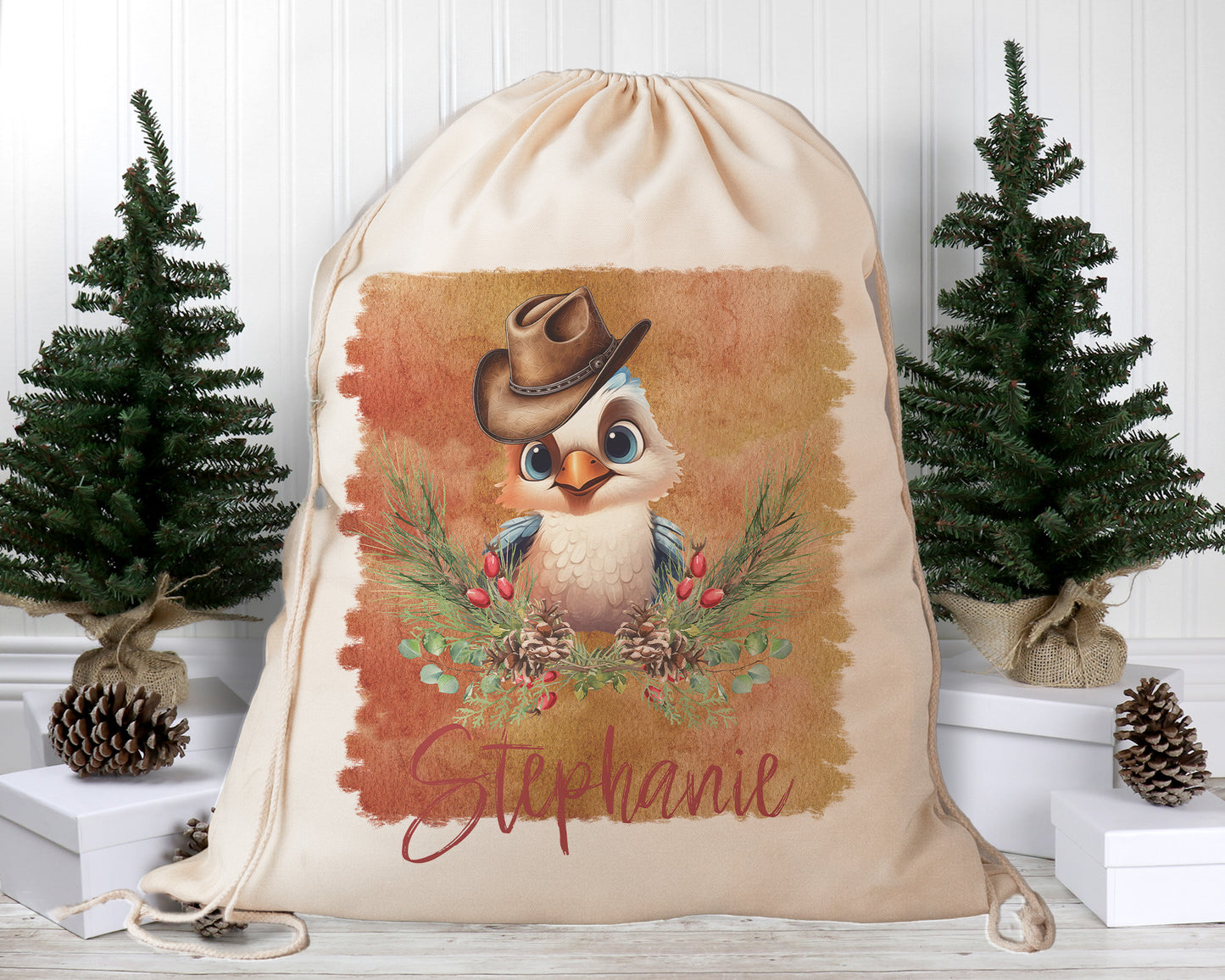 Personalised Santa Sack, Australian Animals Country Christmas, Our Largest Size, 60cm x 70cm