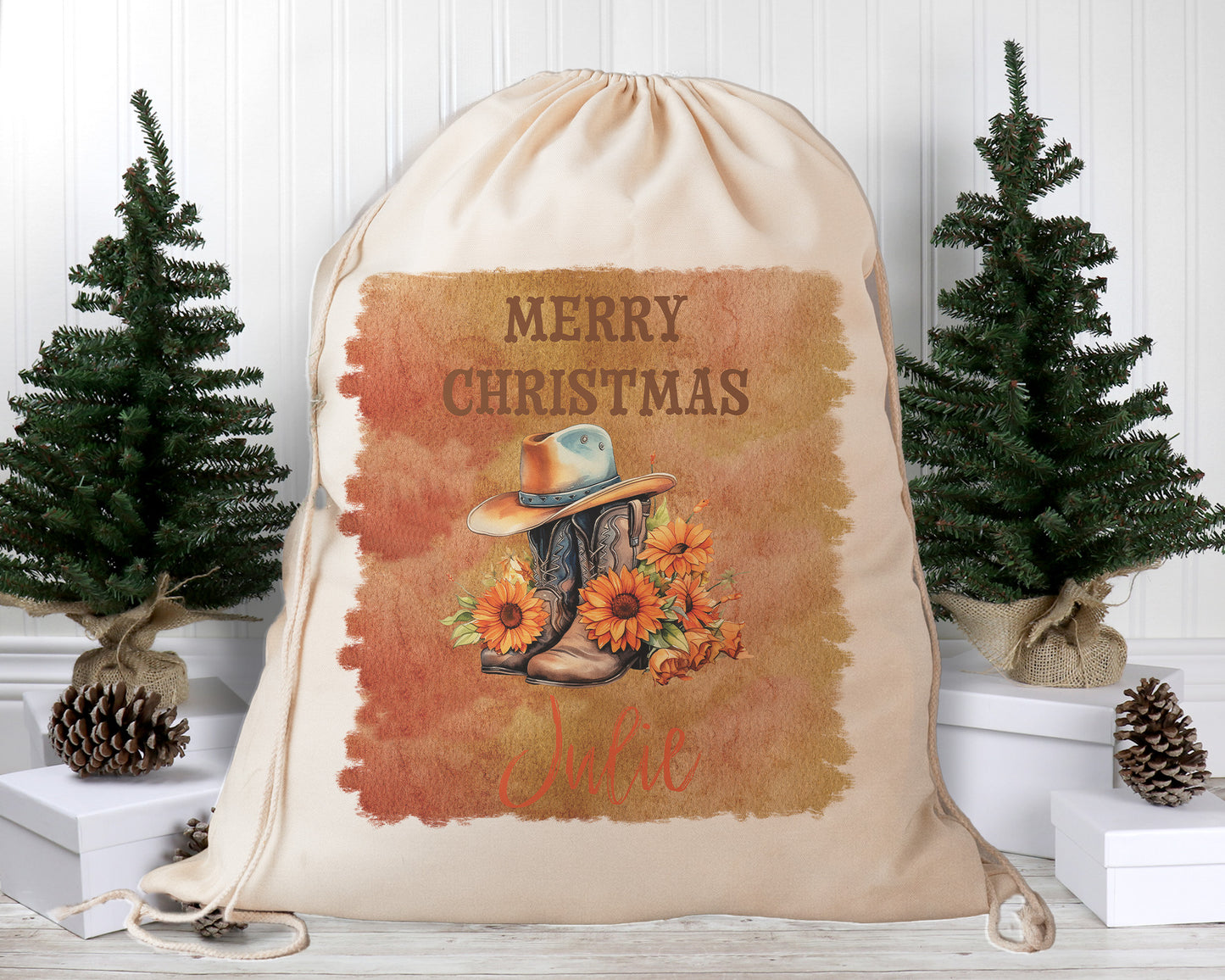 Personalised Santa Sack, Country Christmas, Our Largest Size, 60cm x 70cm