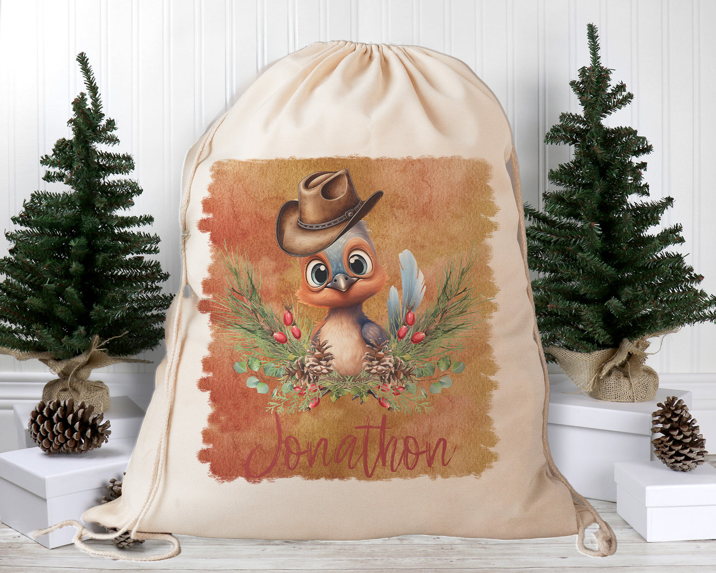 Personalised Santa Sack, Australian Animals Country Christmas, Our Largest Size, 60cm x 70cm