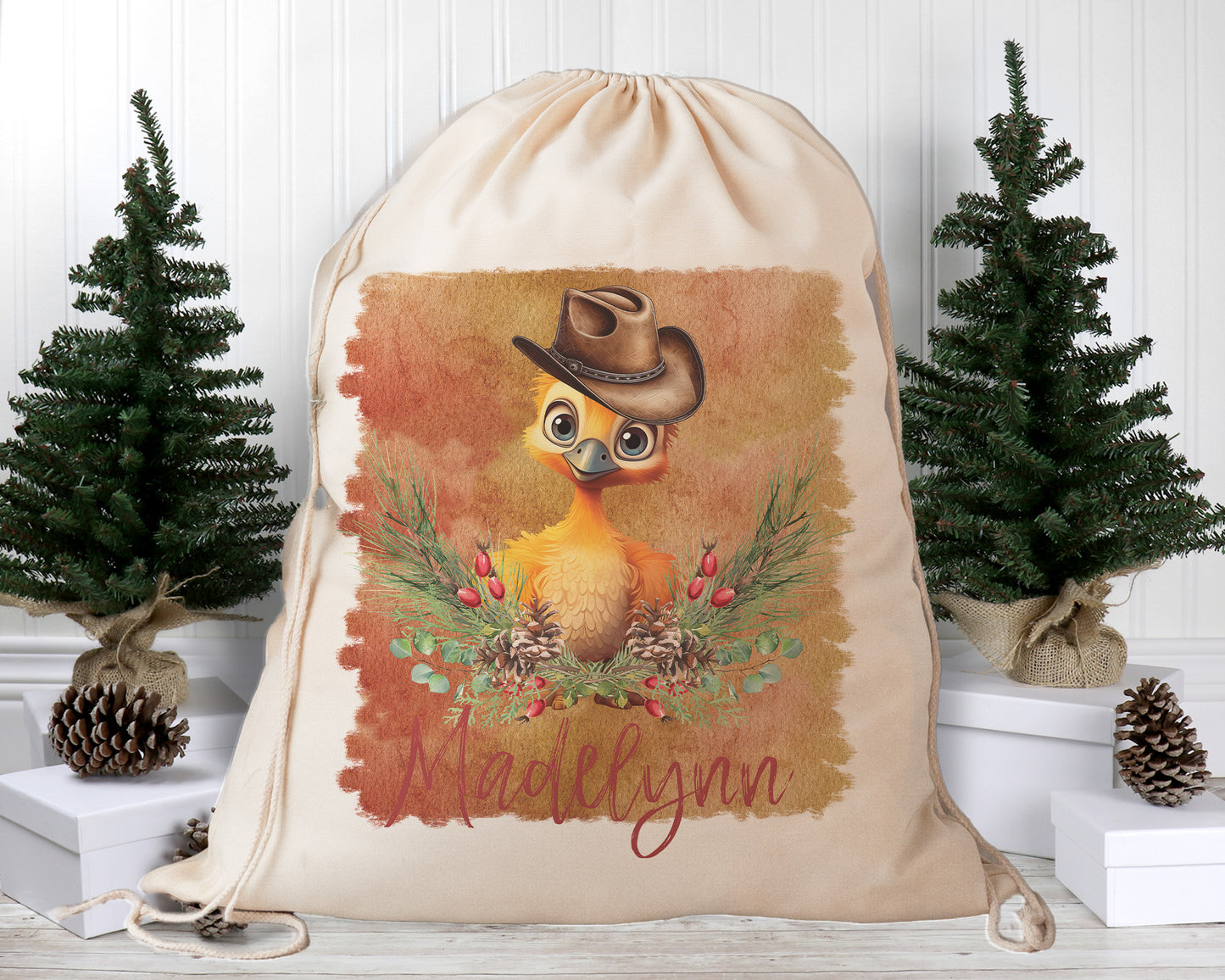 Personalised Santa Sack, Australian Animals Country Christmas, Our Largest Size, 60cm x 70cm