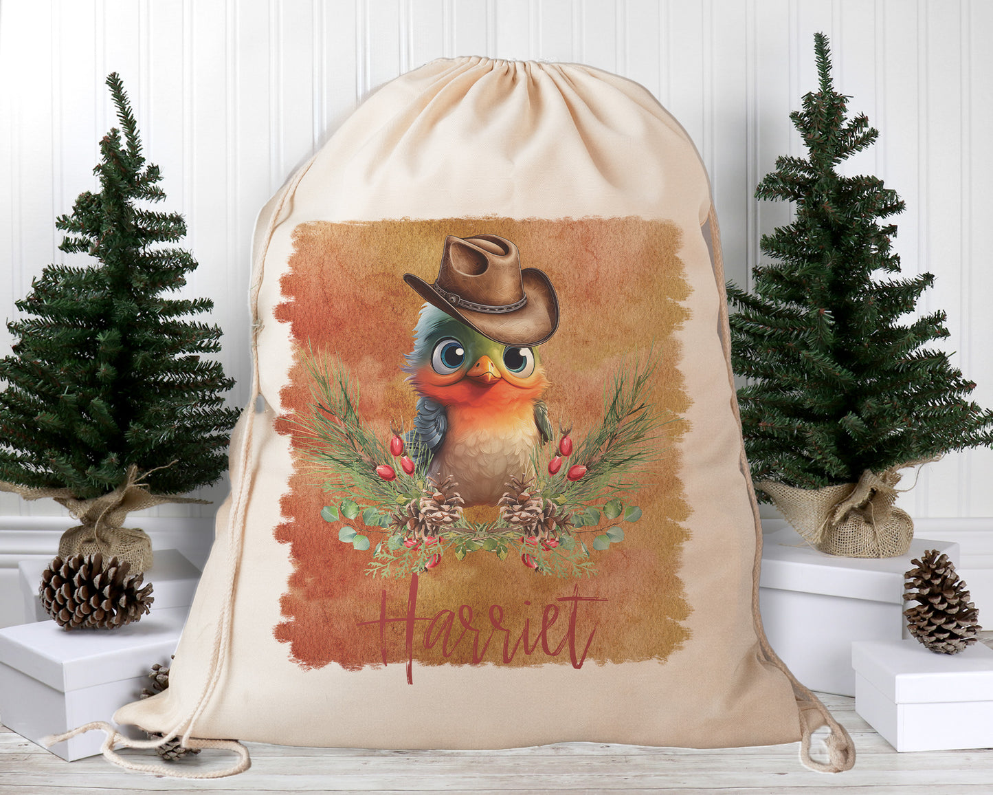 Personalised Santa Sack, Australian Animals Country Christmas, Our Largest Size, 60cm x 70cm