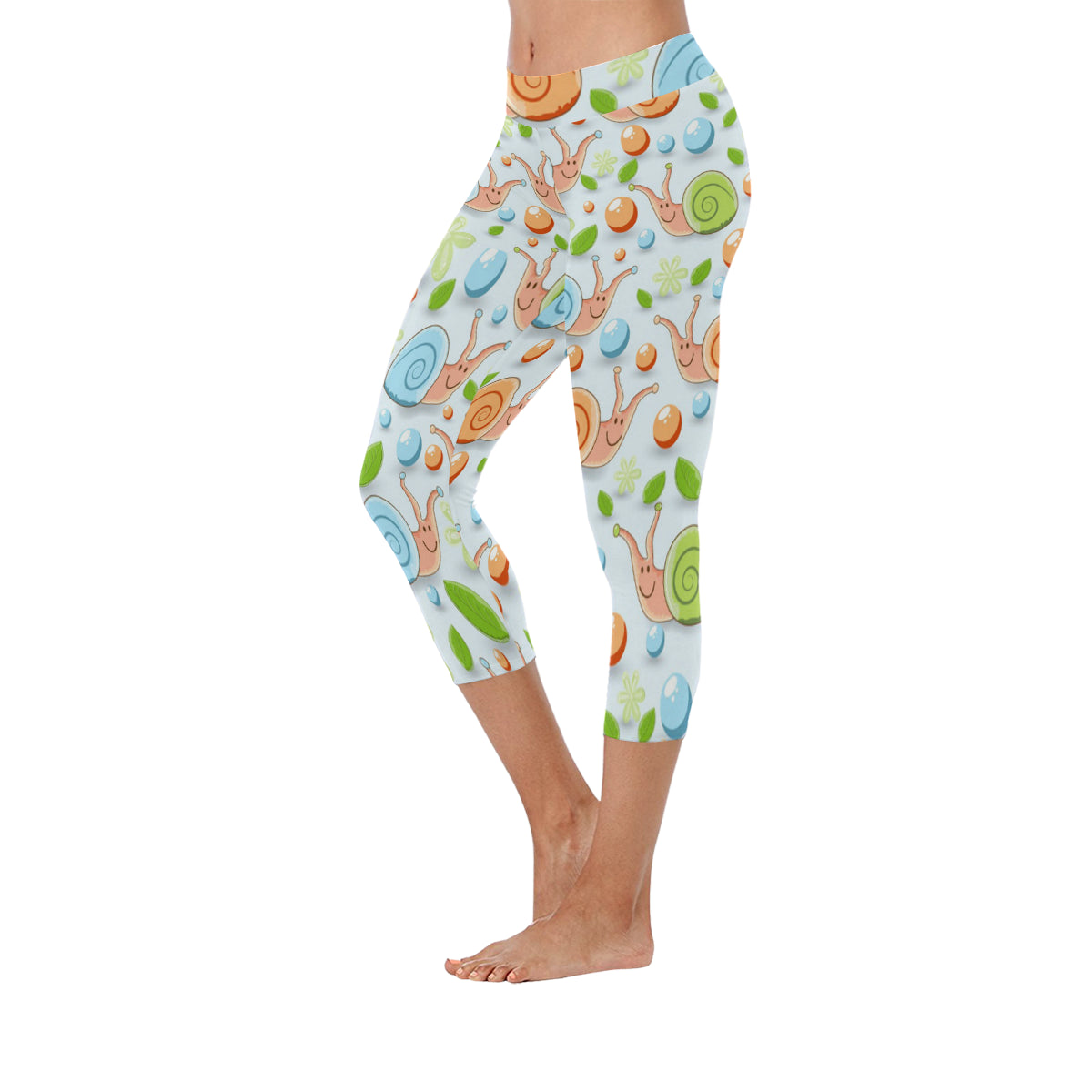 Snails Pattern Women's Low Rise Capri Leggings (Invisible Stitch)