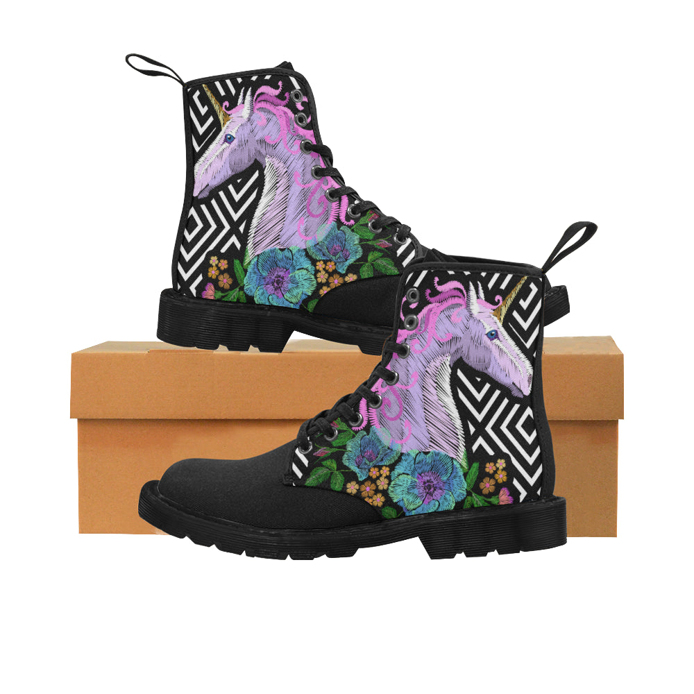 unicorn Martin Boots for Women (Black) (Model 1203H)