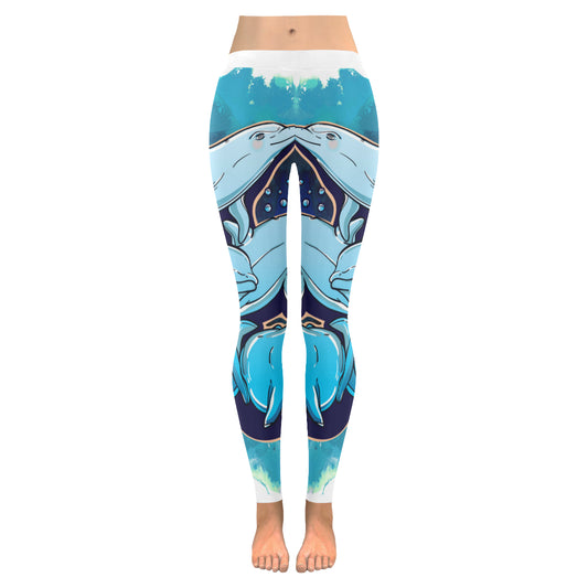 jumping dolphins Women's Low Rise Leggings (Invisible Stitch)