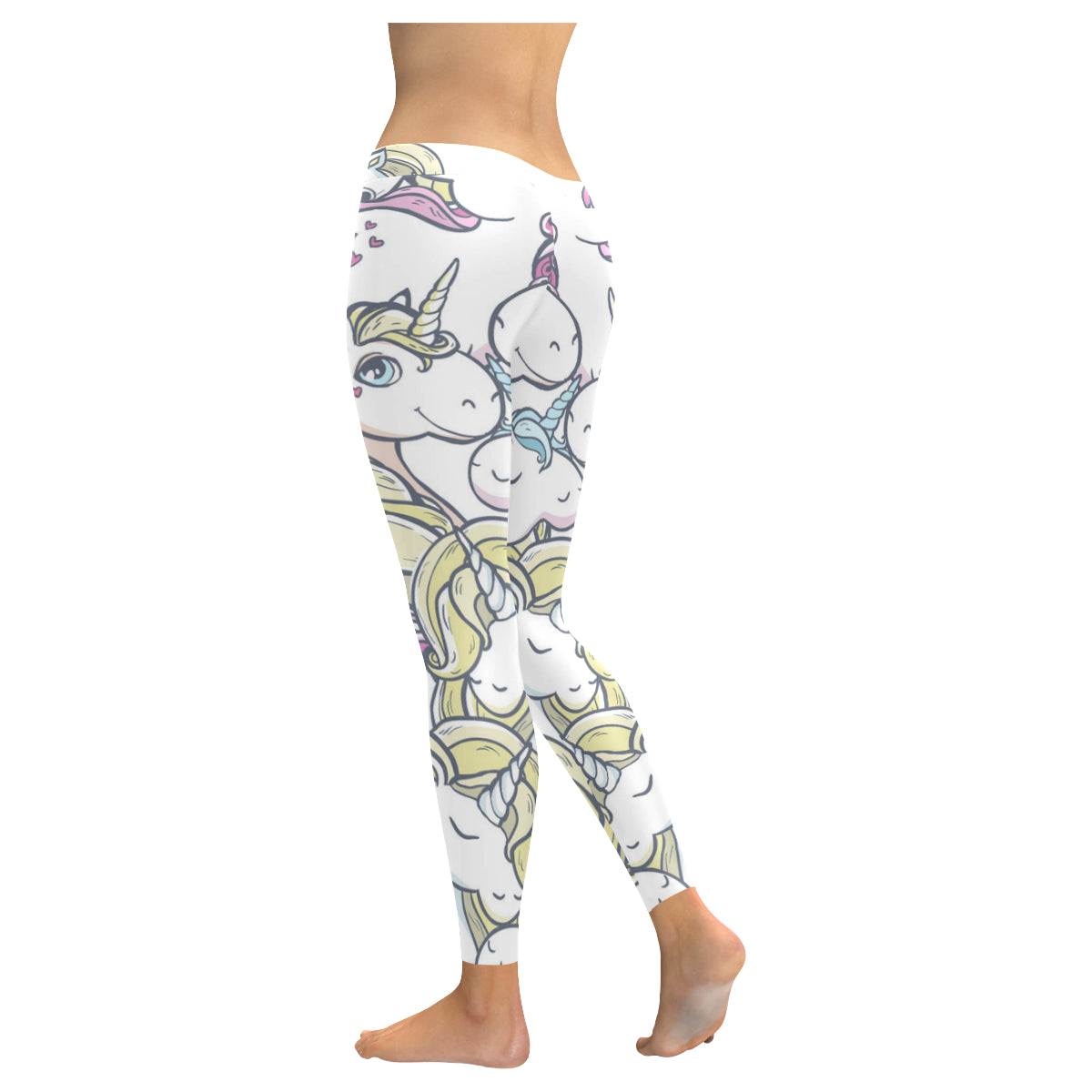 Seamless vector pattern with cute magic unicorns Women's Low Rise Leggings (Invisible Stitch)