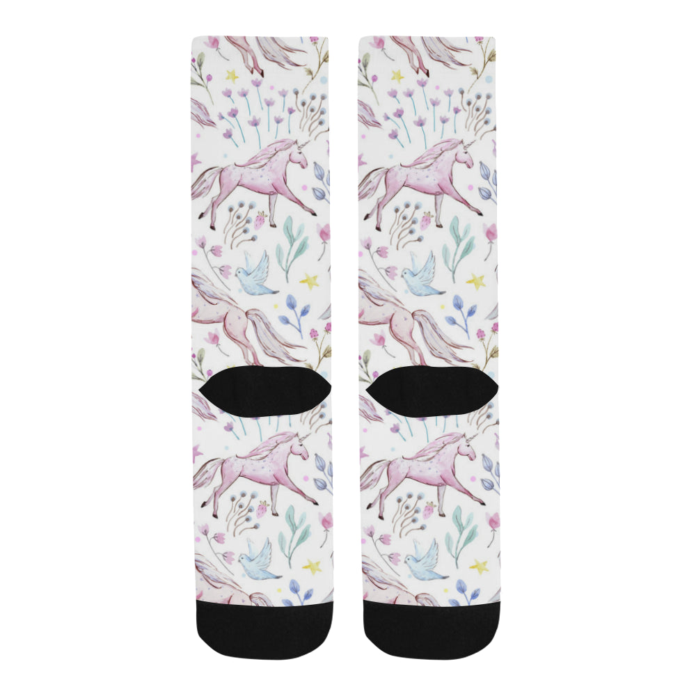 Watercolor pattern unicorns Trouser Socks